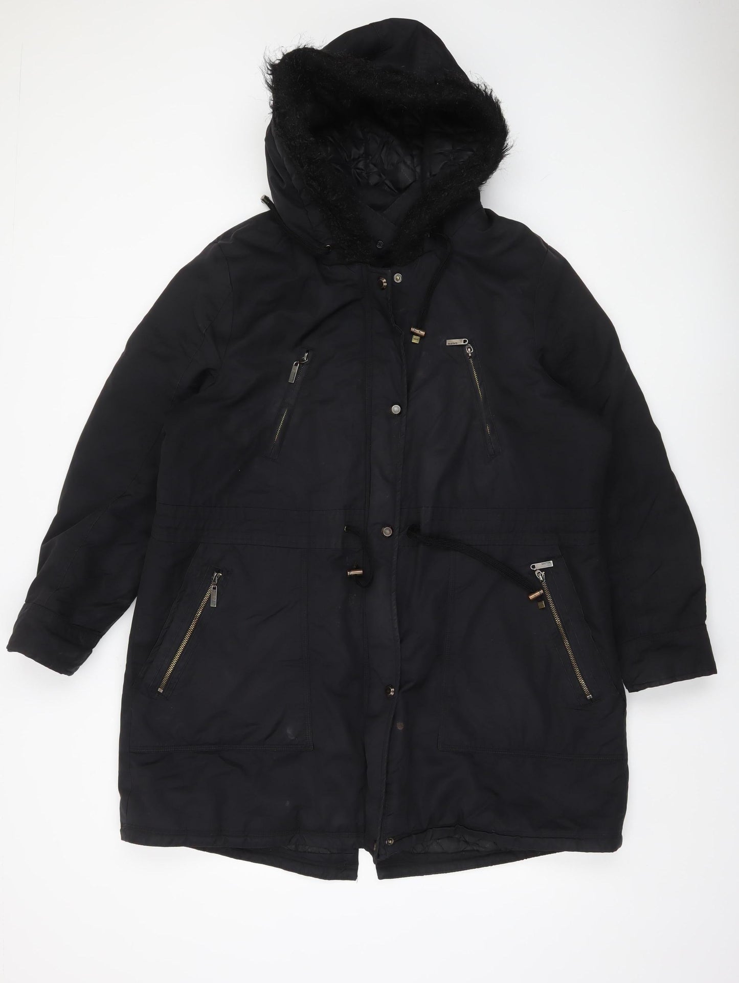 Maine New England Women's Black Hooded Parka Coat Size 22