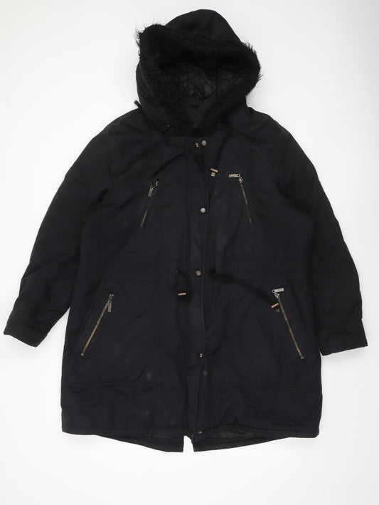 Maine New England Women's Black Hooded Parka Coat Size 22