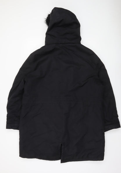 Maine New England Women's Black Hooded Parka Coat Size 22