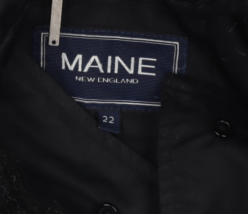 Maine New England Women's Black Hooded Parka Coat Size 22