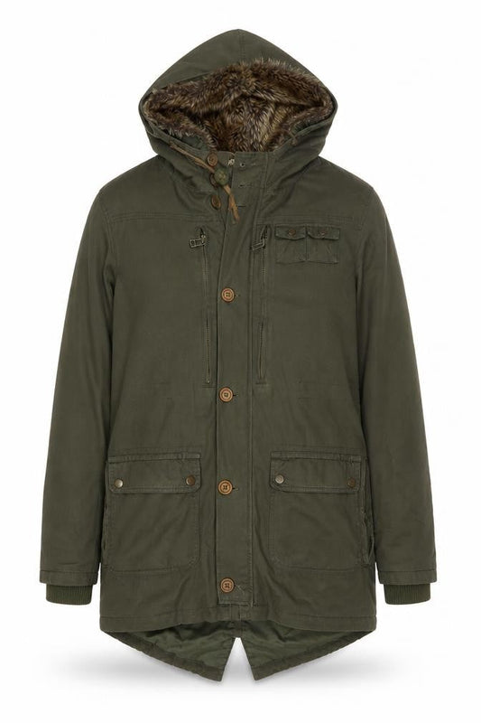 Womens UK Size M I Love 2 Love Green Parka Coat