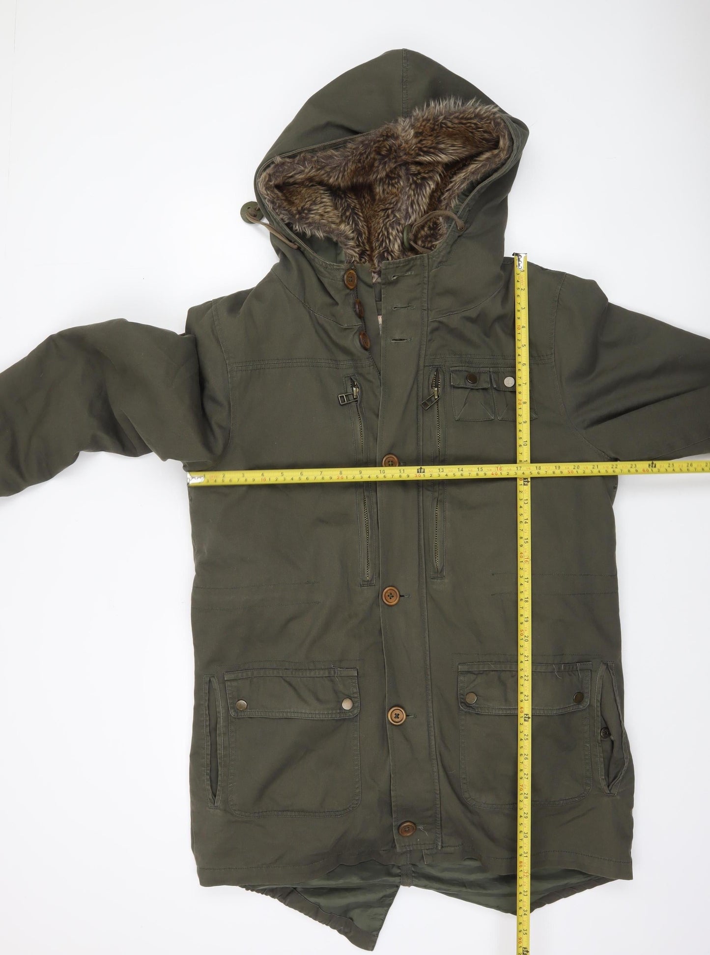 Womens UK Size M I Love 2 Love Green Parka Coat