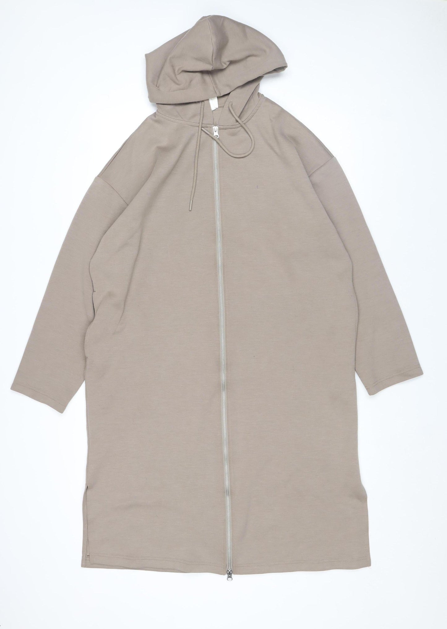 H&M Women’s Beige Longline Full Zip Hoodie Size S