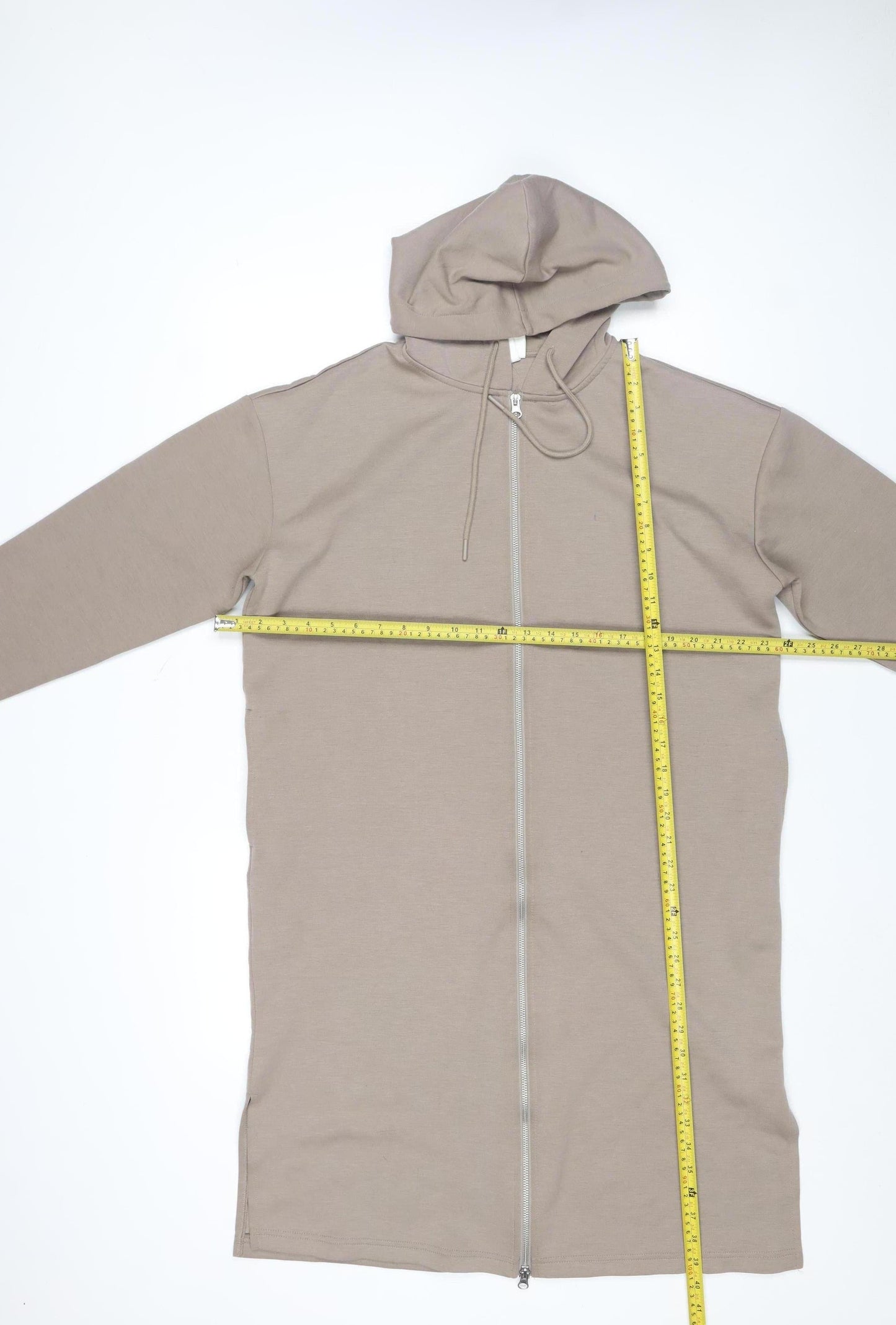 H&M Women’s Beige Longline Full Zip Hoodie Size S