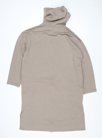 H&M Women’s Beige Longline Full Zip Hoodie Size S