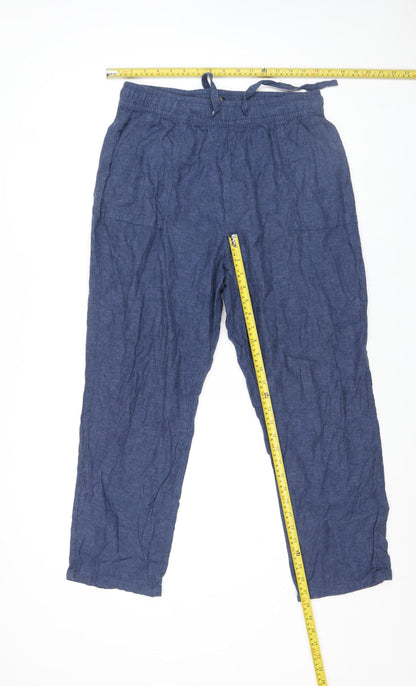 Dunnes Stores Women's Blue Linen Blend Cargo Trousers Size M