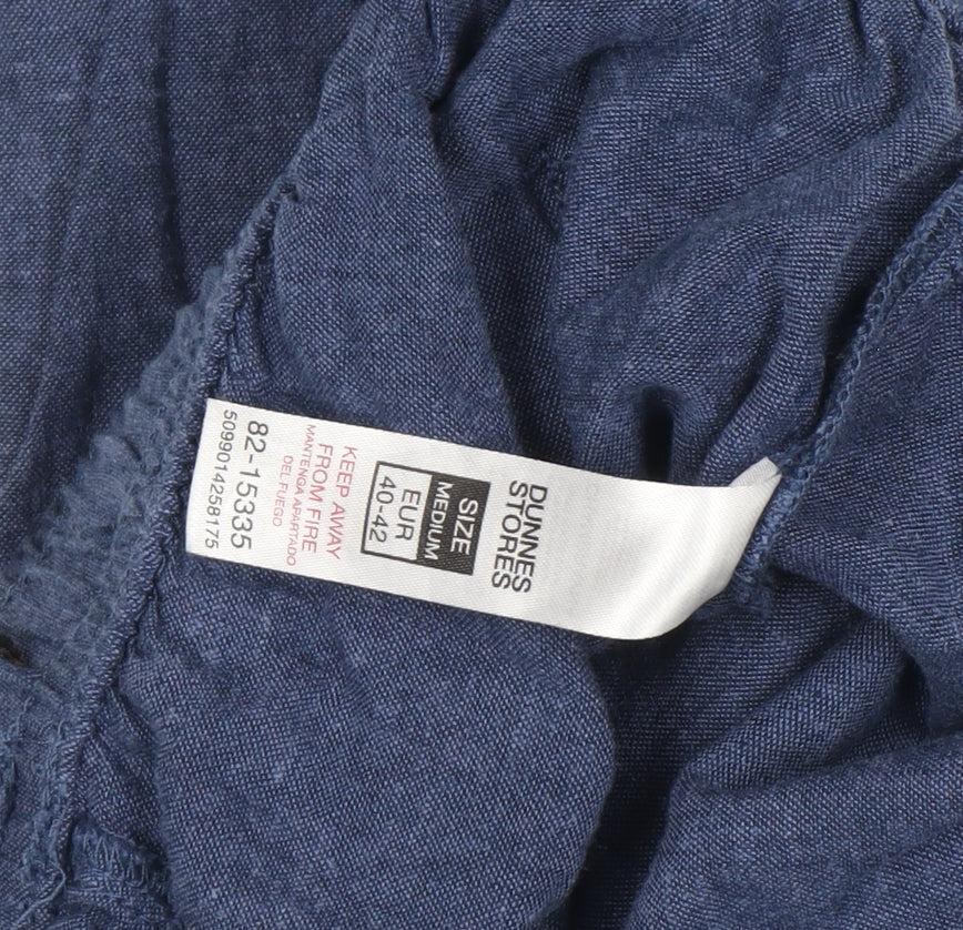 Dunnes Stores Women's Blue Linen Blend Cargo Trousers Size M