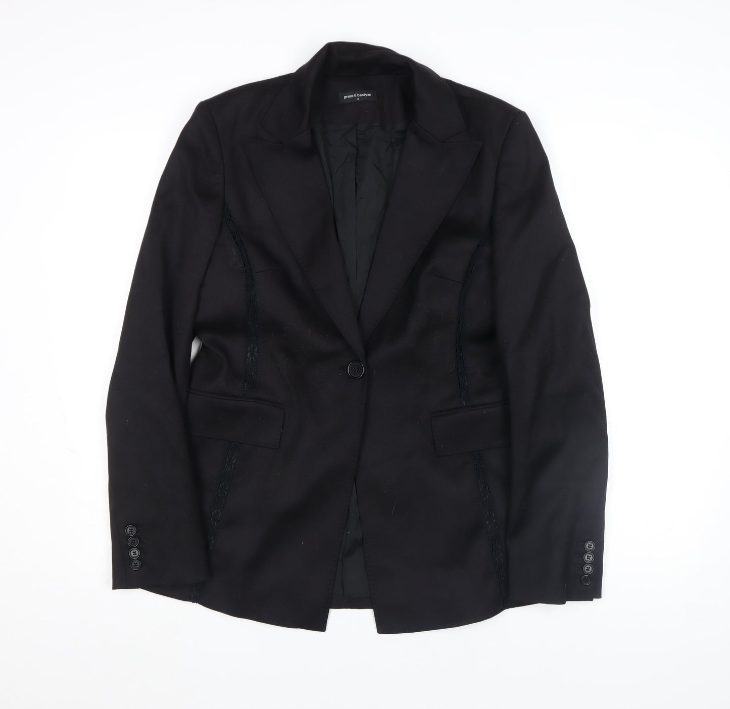 Womens UK Size 14 Press & Bastyan Regular Black Blazer