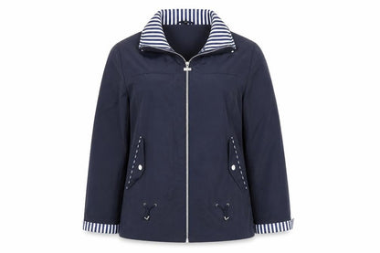 Anna Rose Womens Blue Size 14 Lightweight Nautical Zip Jacket