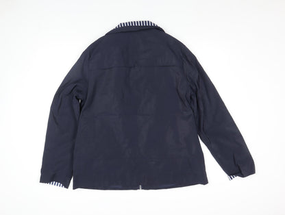 Anna Rose Womens Blue Size 14 Lightweight Nautical Zip Jacket
