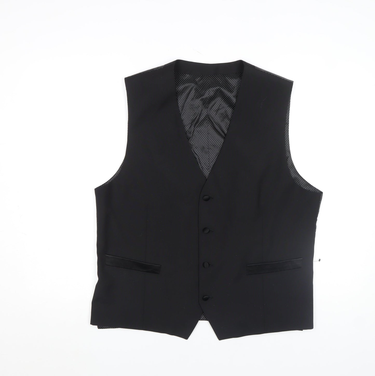 ASOS Men's Black 46R Formal Waistcoat Regular Fit Wool Blend