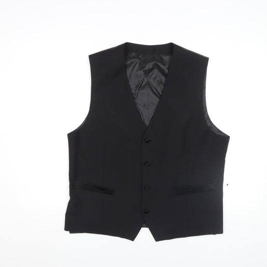 ASOS Men's Black 46R Formal Waistcoat Regular Fit Wool Blend