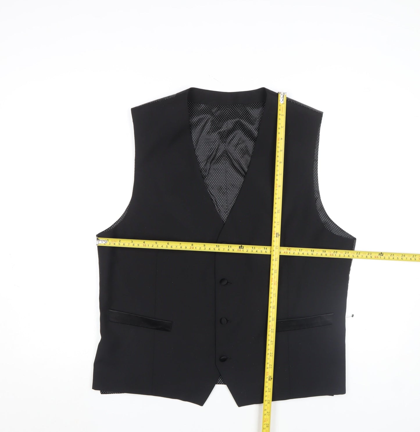 ASOS Men's Black 46R Formal Waistcoat Regular Fit Wool Blend