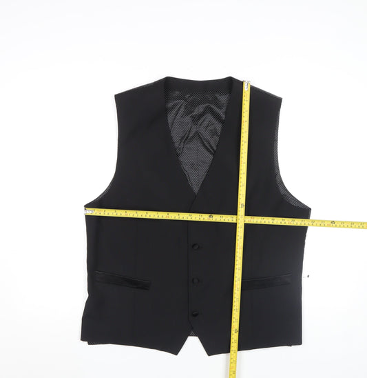 ASOS Men's Black 46R Formal Waistcoat Regular Fit Wool Blend