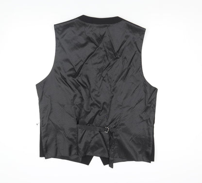 ASOS Men's Black 46R Formal Waistcoat Regular Fit Wool Blend