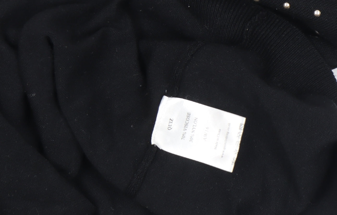 Quiz Women’s Black Beaded Cold Shoulder Roll Neck Knit Top Size S