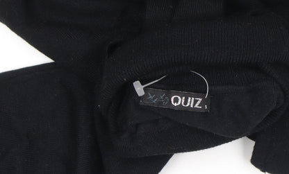 Quiz Women’s Black Beaded Cold Shoulder Roll Neck Knit Top Size S