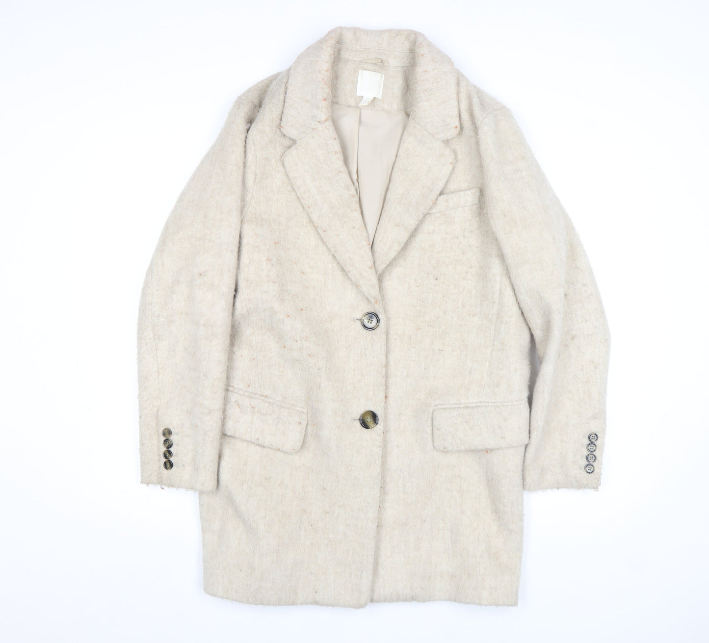 Womens UK Size S H&M Beige Overcoat