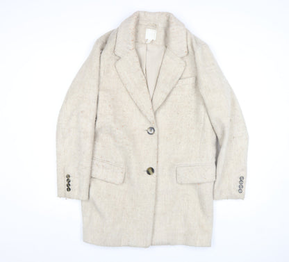 Womens UK Size S H&M Beige Overcoat