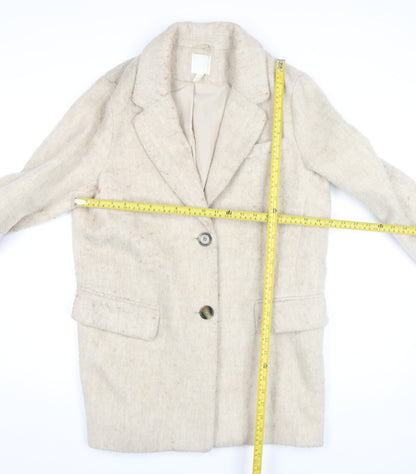 Womens UK Size S H&M Beige Overcoat