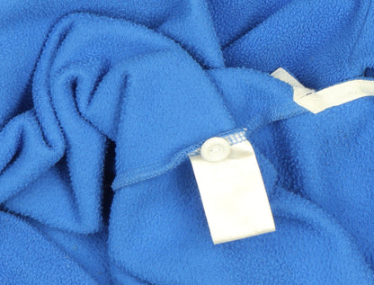 Cotton Traders Men’s Blue Fleece Rugby Polo Shirt Long Sleeve Size L