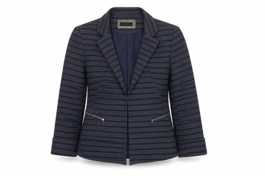 Front view of Principles by Ben de Lisi Women's Blue Striped Blazer, size 10