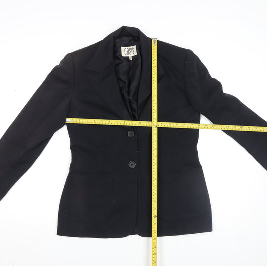 Oasis Women Black Regular Fit Two-Button Blazer Jacket Size M