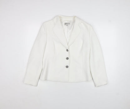 Womens UK Size 12 Gold by Michael H Regular White Blazer