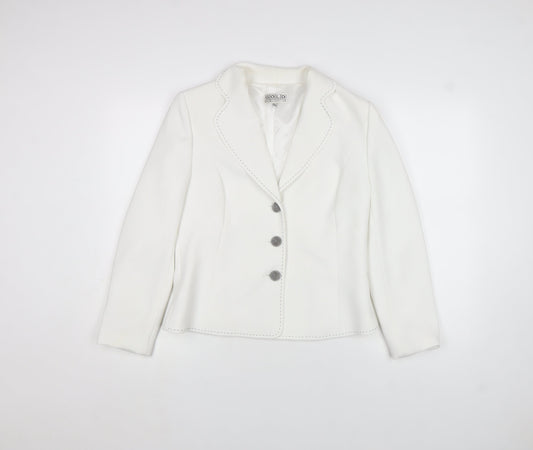 Womens UK Size 12 Gold by Michael H Regular White Blazer
