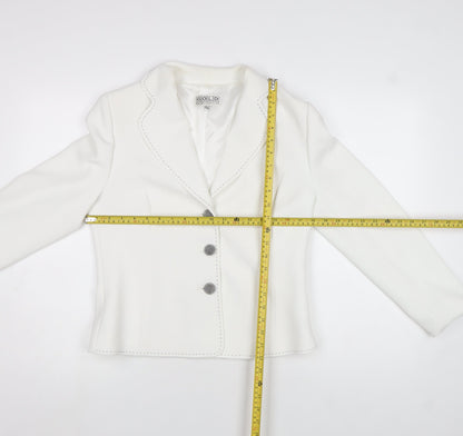 Womens UK Size 12 Gold by Michael H Regular White Blazer