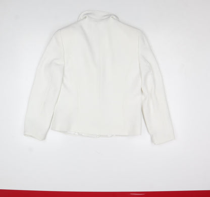 Womens UK Size 12 Gold by Michael H Regular White Blazer