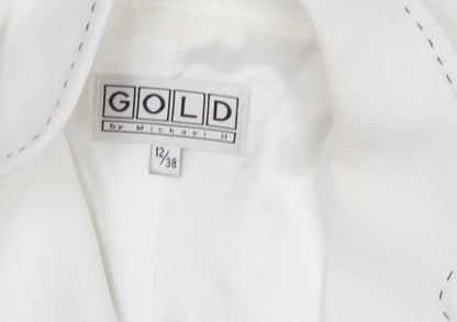 Womens UK Size 12 Gold by Michael H Regular White Blazer