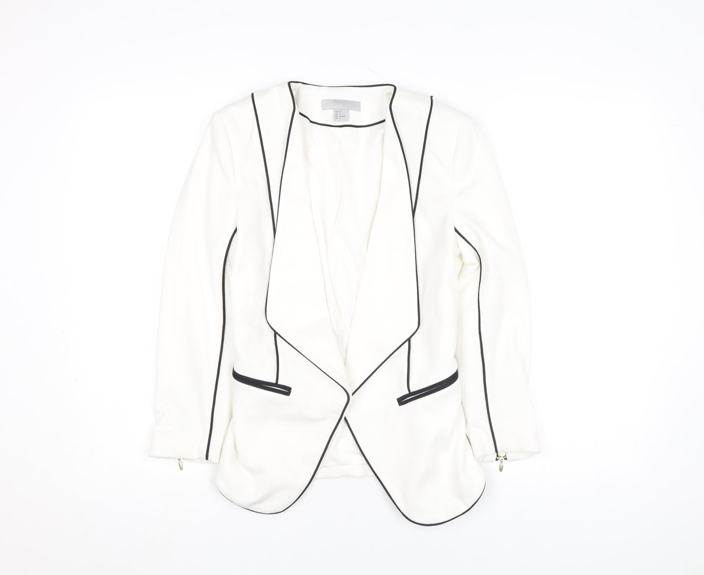 H&M Women Ivory Blazer Size 6 Shawl Lapel Tailored Jacket