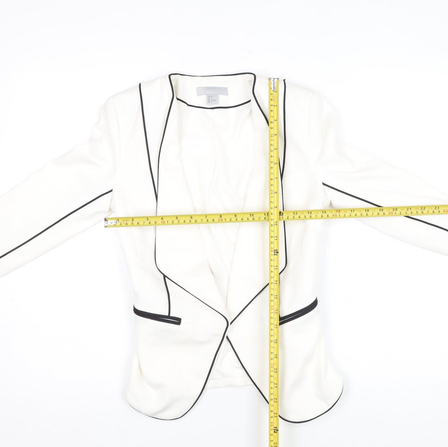 H&M Women Ivory Blazer Size 6 Shawl Lapel Tailored Jacket