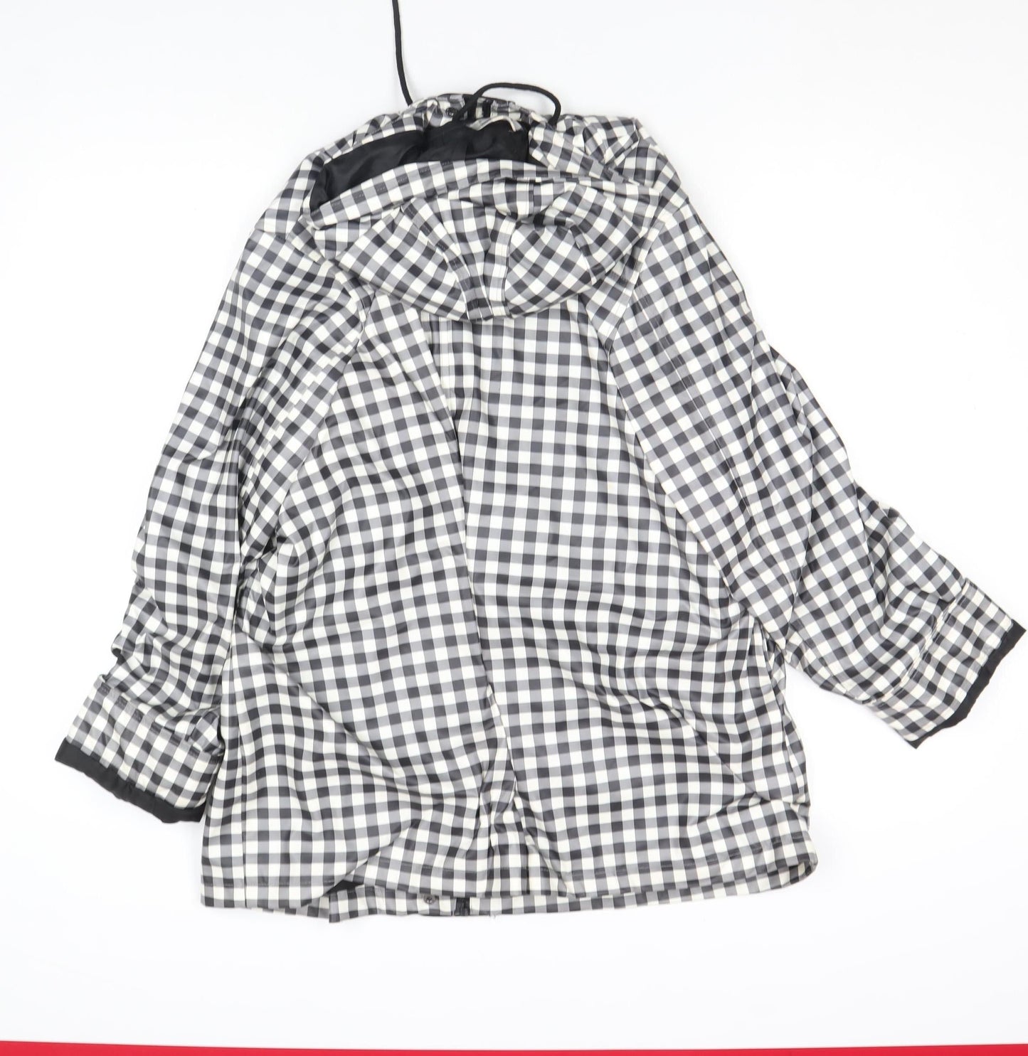 George Womens Black Check Waterproof Hooded Rain Coat Jacket Size 16 Plus