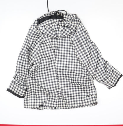 George Womens Black Check Waterproof Hooded Rain Coat Jacket Size 16 Plus