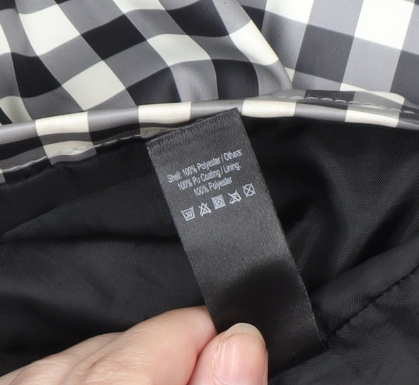 George Womens Black Check Waterproof Hooded Rain Coat Jacket Size 16 Plus