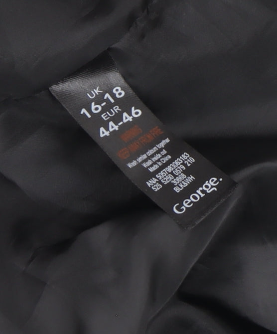 George Womens Black Check Waterproof Hooded Rain Coat Jacket Size 16 Plus