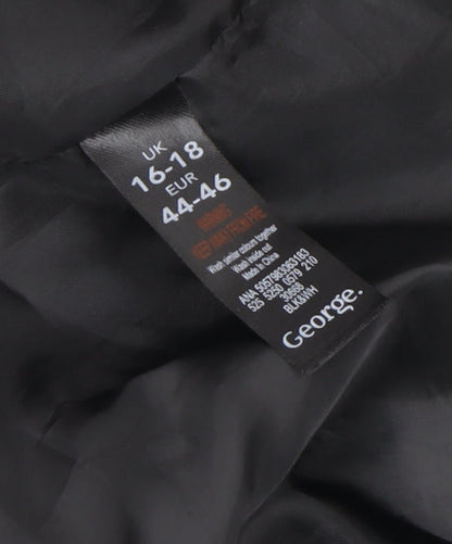 George Womens Black Check Waterproof Hooded Rain Coat Jacket Size 16 Plus