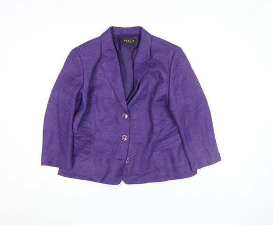 Precis Petite Purple Wool Blend Single-Breasted Blazer Size 12 Petite