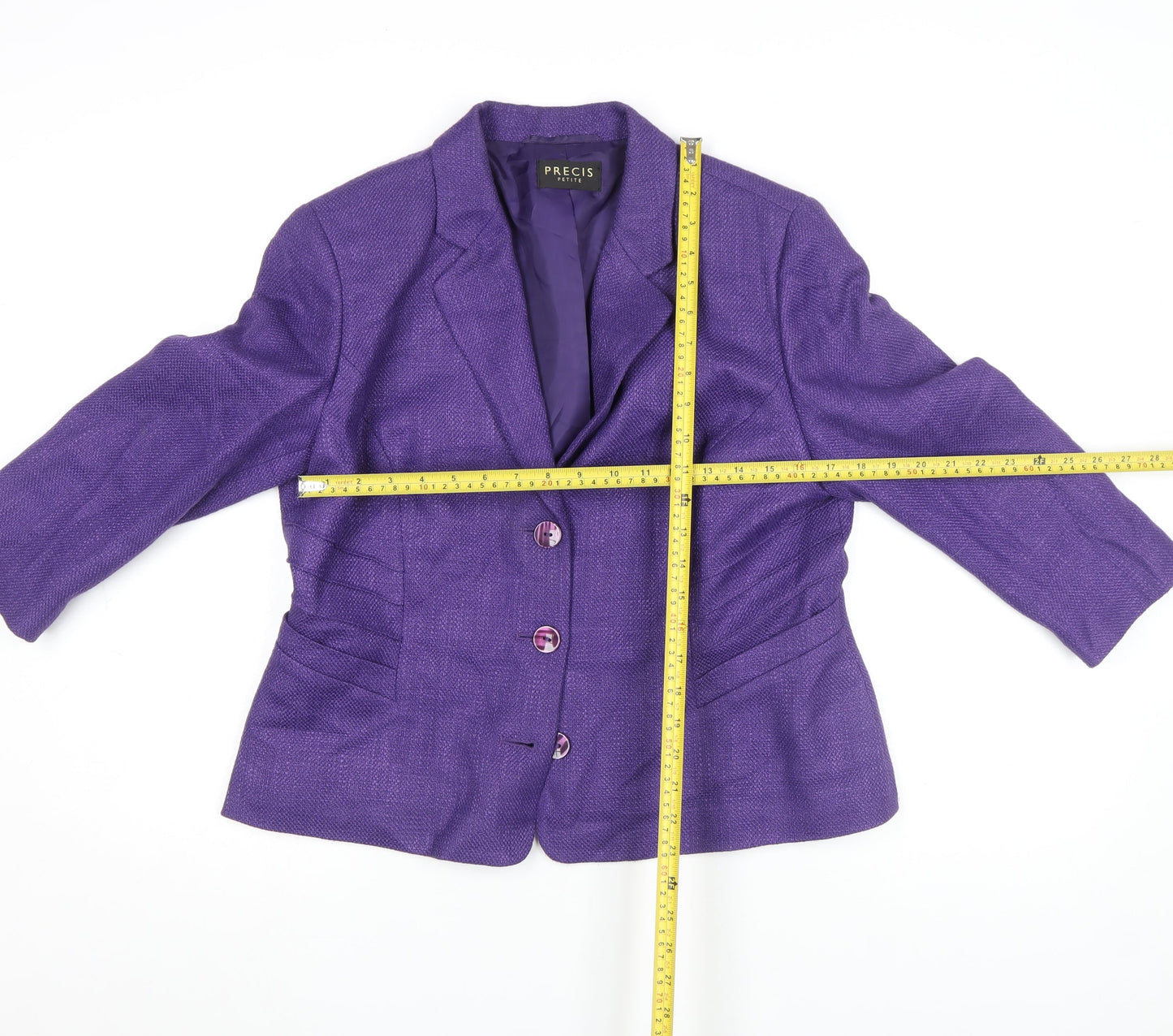 Precis Petite Purple Wool Blend Single-Breasted Blazer Size 12 Petite