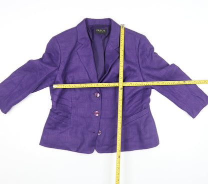 Precis Petite Purple Wool Blend Single-Breasted Blazer Size 12 Petite