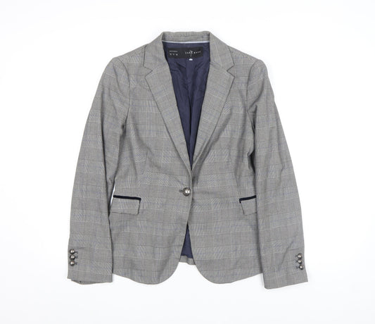 Zara Basic Women's Grey Check Single-Breasted Blazer Size 14