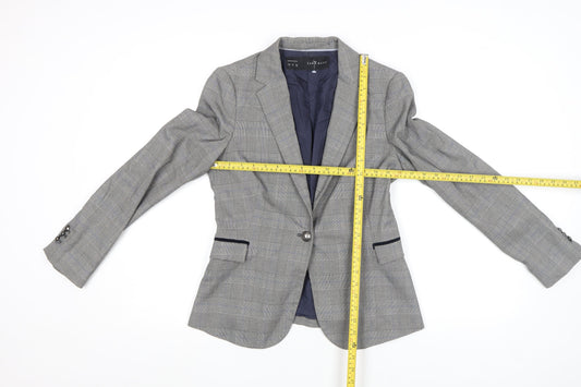Zara Basic Women's Grey Check Single-Breasted Blazer Size 14
