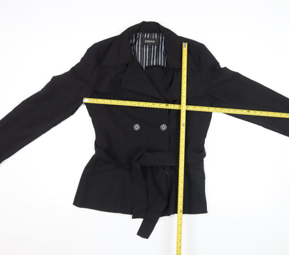 Papaya Women Black Size 12 Trench Style Belted Jacket