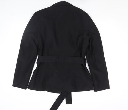 Papaya Women Black Size 12 Trench Style Belted Jacket