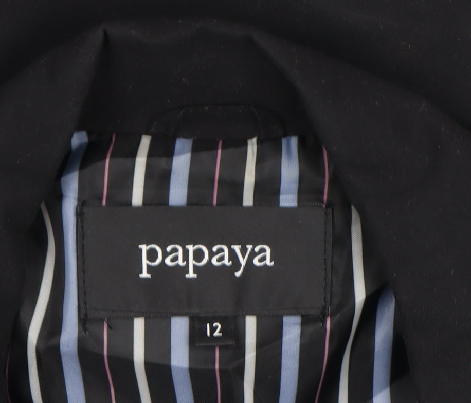 Papaya Women Black Size 12 Trench Style Belted Jacket