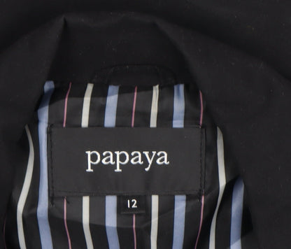 Papaya Women Black Size 12 Trench Style Belted Jacket