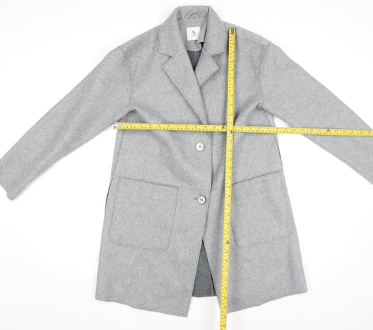 Tu Women Grey Size 8 Mid-Length Wool Blend Overcoat