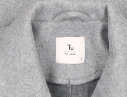 Tu Women Grey Size 8 Mid-Length Wool Blend Overcoat
